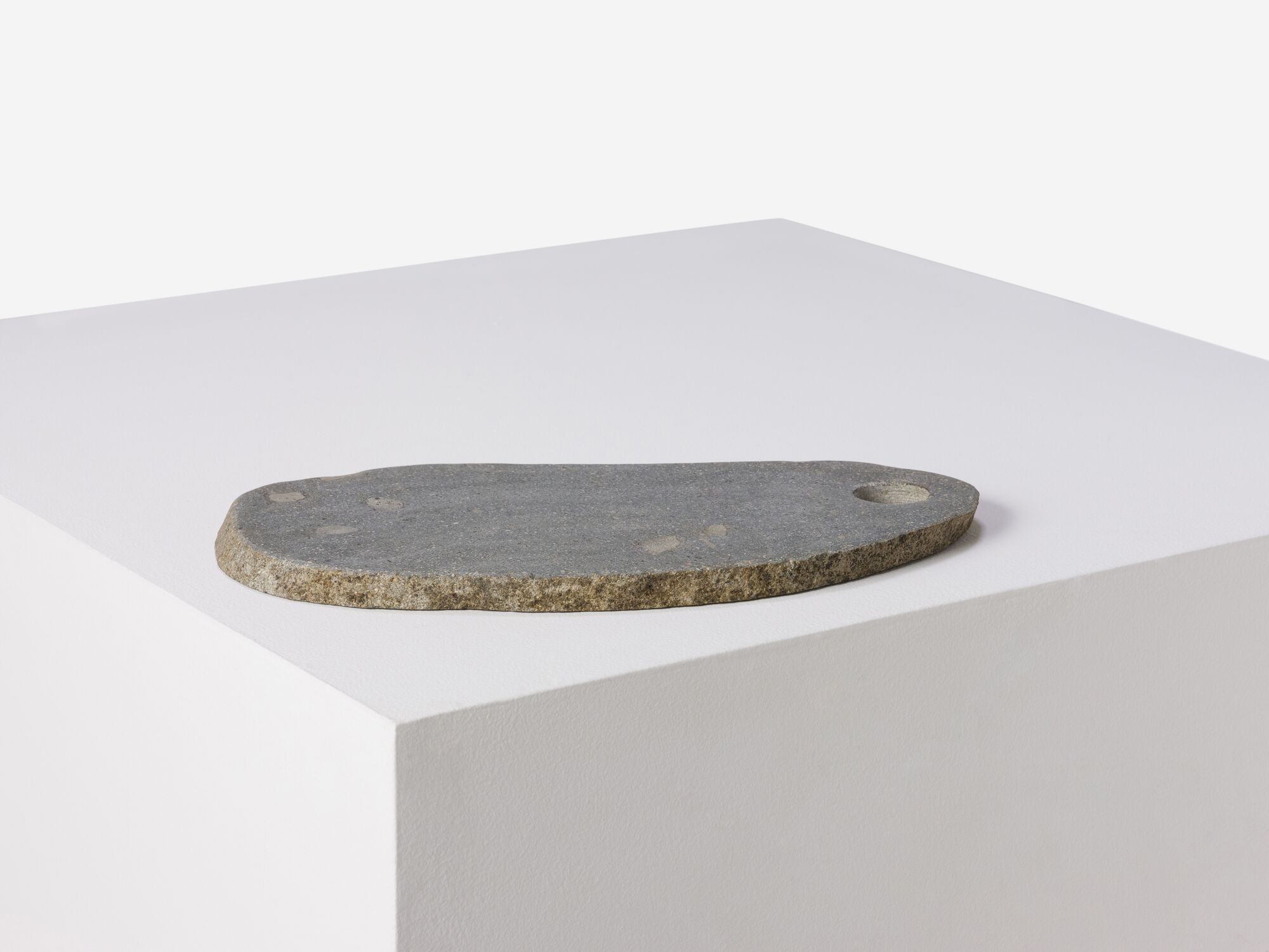 Right side view of large natural stone platter